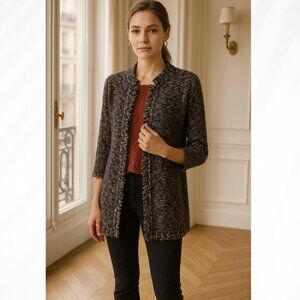 🦋 ANTHROPOLOGIE SPARROW Navy Orange Cardigan Sweater